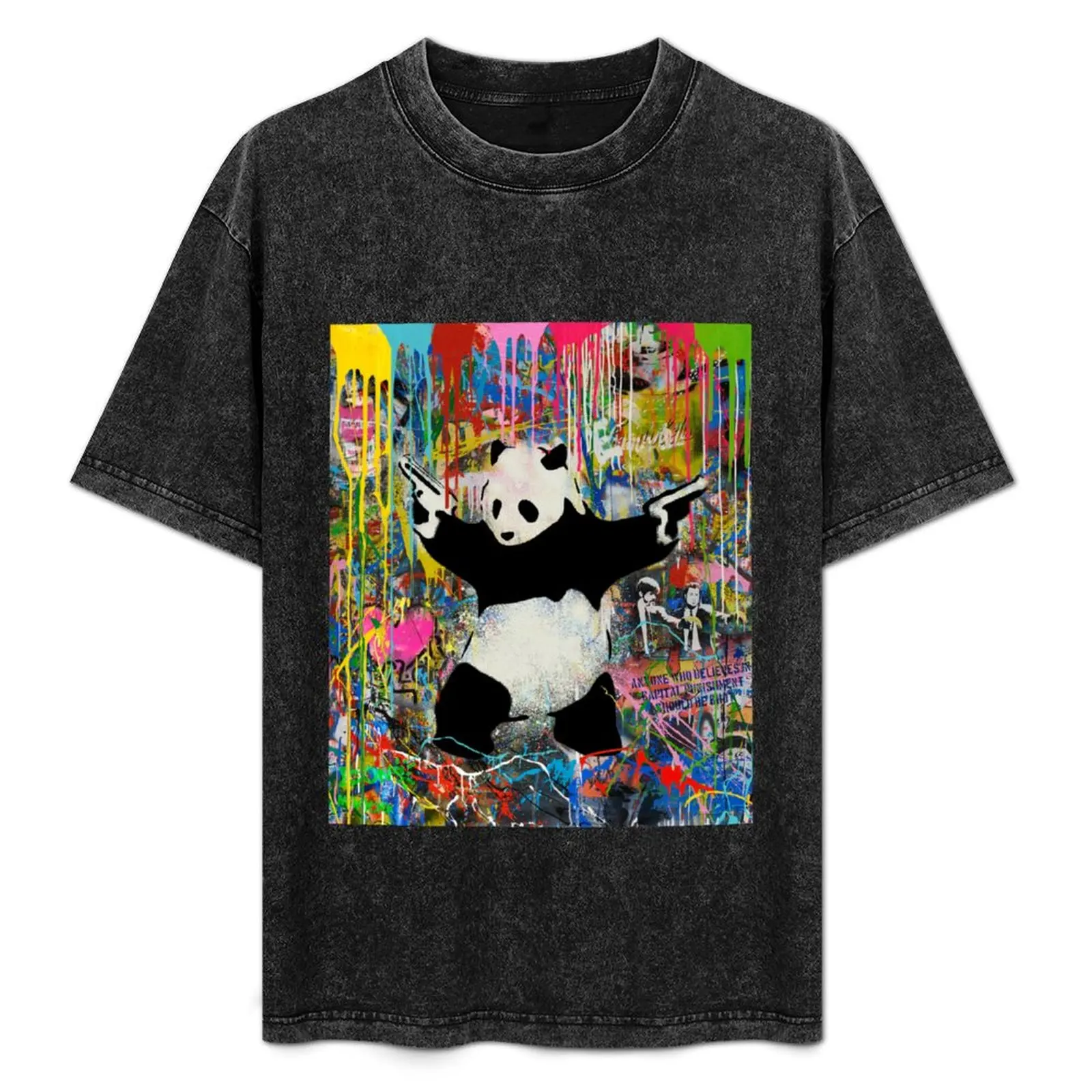 

Panda With Guns Stick Em Up - Pop Street Art Banksy T-Shirt Classic Basic Casual T-Shirt
