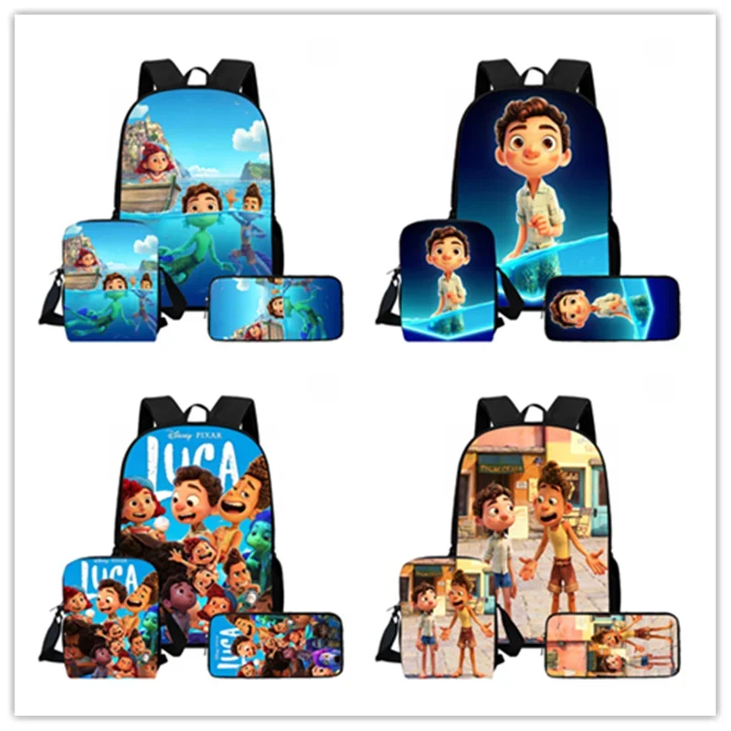 حقيبة ظهر مدرسية للأطفال من ديزني كارتون بيكسار لوكا مع حقائب كتف وحقائب أقلام رصاص لرياض الأطفال وحقائب أطفال خفيفة الوزن