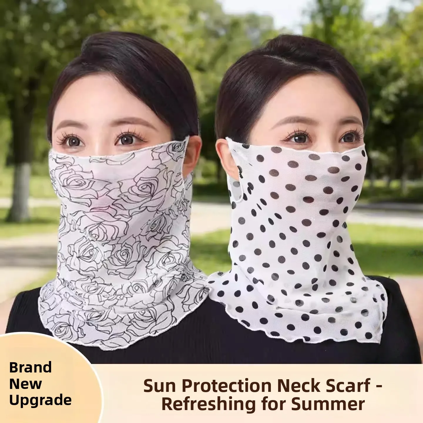 女性用サマーネックプロテクションアイスシルクサイクリングマスク耳掛けネックウォーマーフルフェイス日よけスカーフ三角形ナイロン