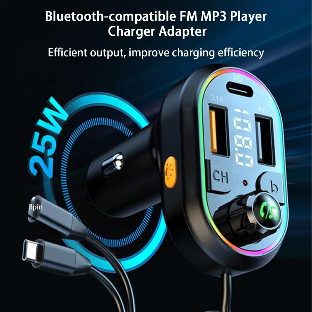 Car Charger  Universal Multi-protection Lossless Sound  Bluetooth-compatible USB Car MP3 Player Charger Playing Music