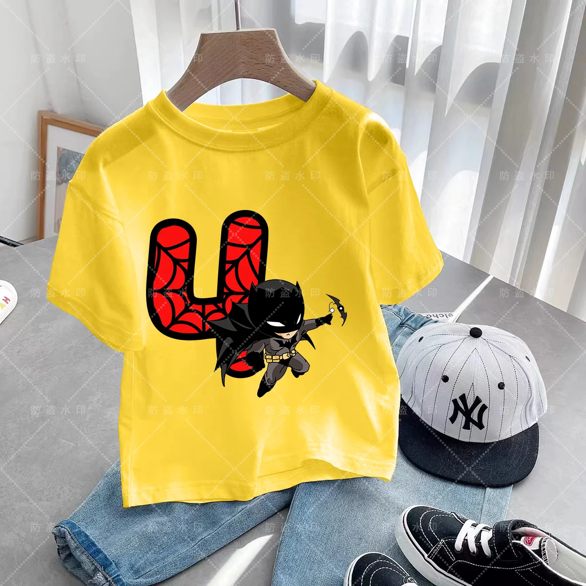 Spiderman Children Clothes Birthday Number 3-12 Children's Clothing Kawaii Short Sleeve Summer Cartoons Top T-shirts Kawaii Kids