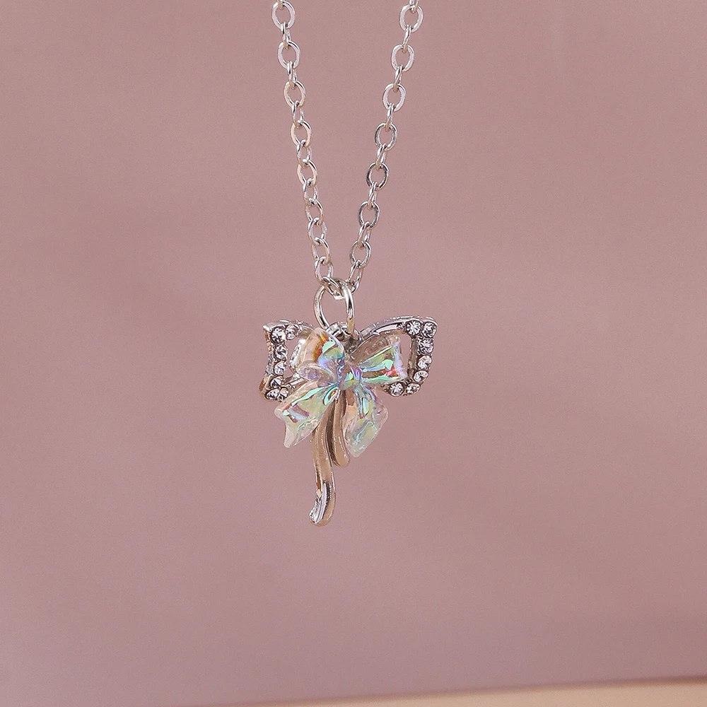 Y2K Kristall Schmetterling Herz Halskette Mode Kpop Glänzende Schlüsselbein Kette Halsketten für Frauen Mädchen Neue Trend Party Geschenke Schmuck – Detail 19