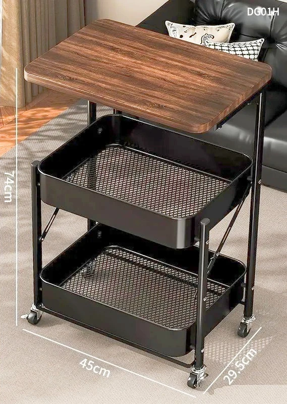 Multi functional Foldable Mobile Cart Snack Table with Wheels for Bedroom Living Room