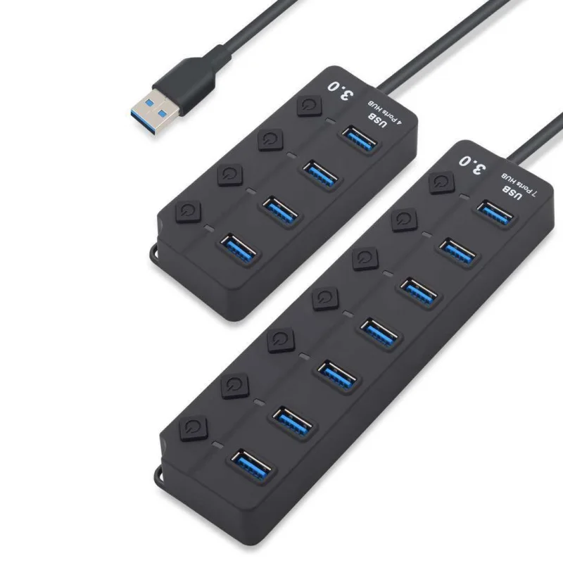 

Концентратор USB 3.0 Высокоскоростной 7-портовый концентратор-расширитель «один-на-семи» с независимым кнопочным переключателем Разветвитель USB-концентратора