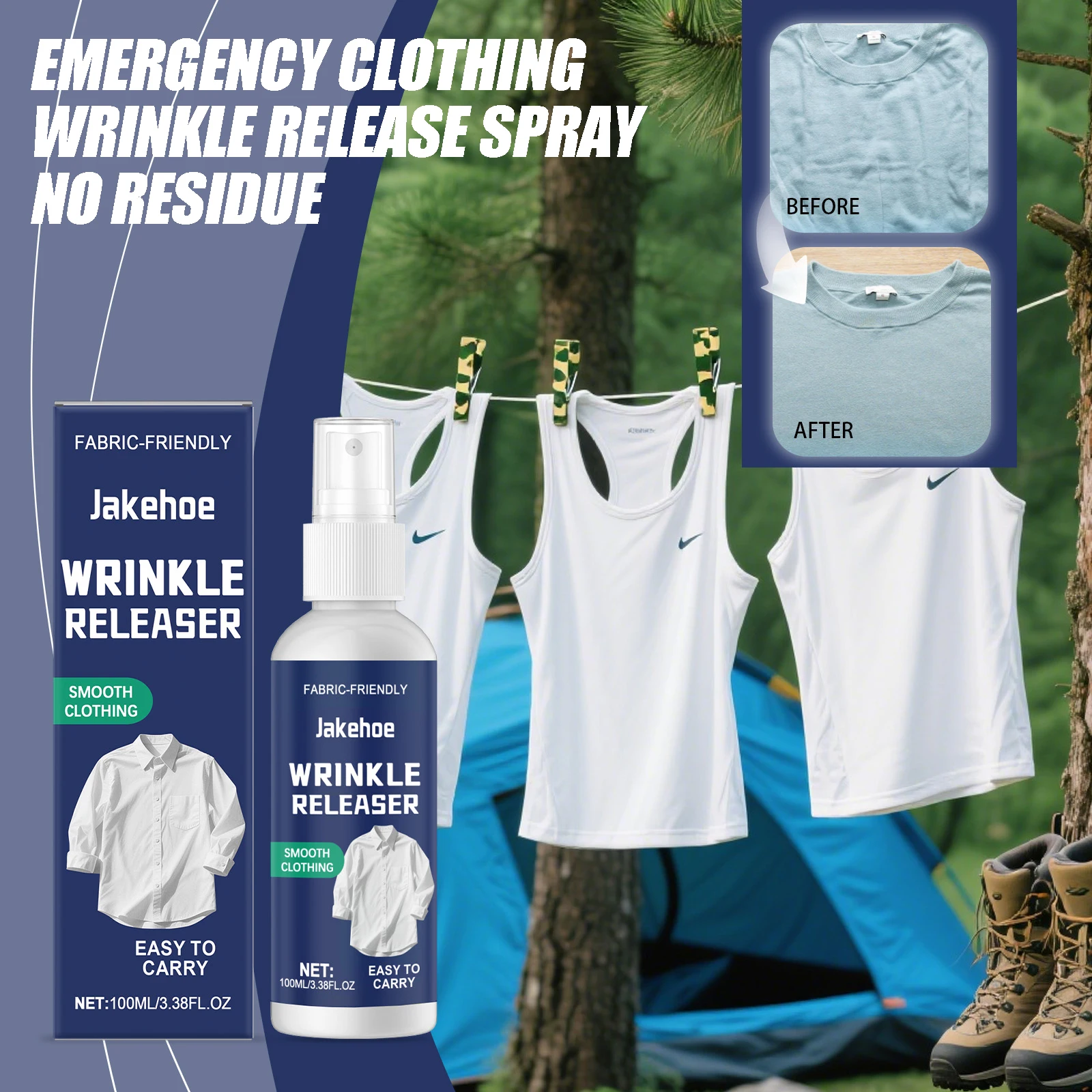 Emergency Clothing Wrinkle Release Spray Travel Temporary Wrinkle Release Spray No Iron Needed Fast Wrinkle Removal No Residue