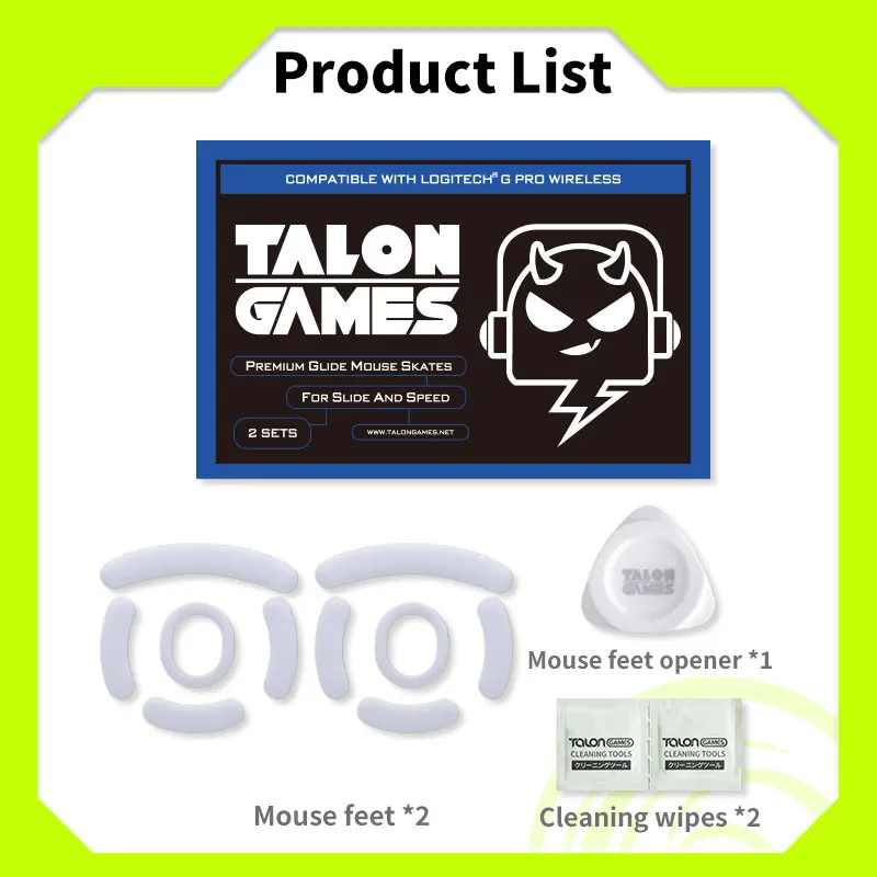 2 set TALONGAMES sepatu roda Mouse kaki abu-abu terang kustom tepi melengkung pengganti kaki Mouse nirkabel Logitech GPRO