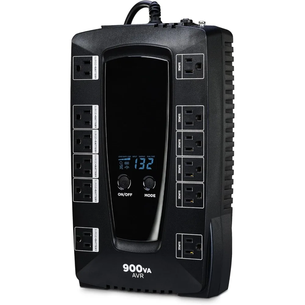 

AVRG900LCD Intelligent LCD UPS System, 900VA/480W, 12 Outlets, AVR, Compact