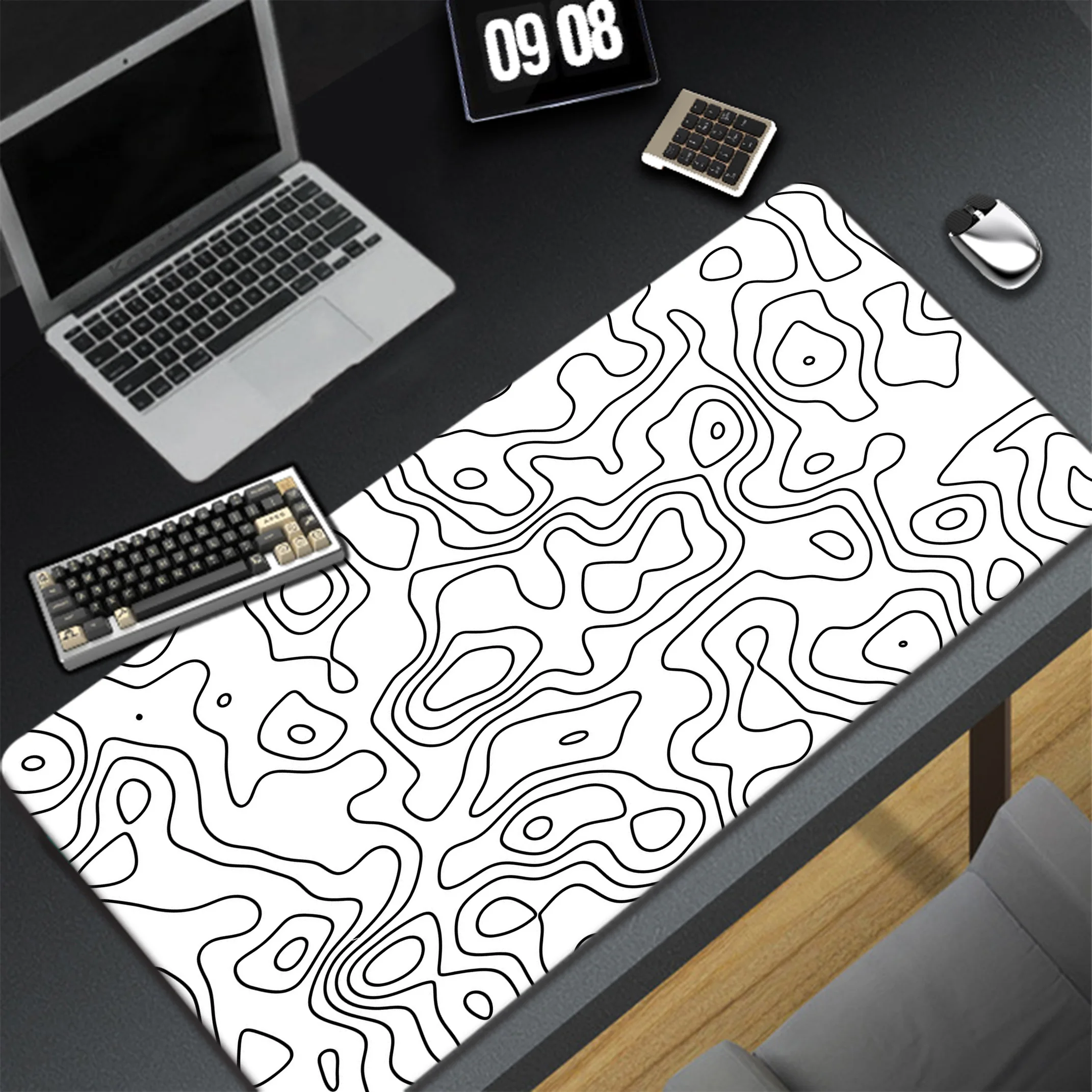 

Black And White Pc Gamer Mouse Pad Line Gaming Mousepad Anti-slip Large Rubber Desk Mat Notebook Keyboard Pads Speed Mouse Mat