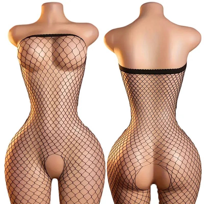 Erotic Bra Hot Sheer Fishnet Underclothes Crotchless Sexy Clothing Teddy Body Stockings One Shoulder Curve Bras Women's Lingerie