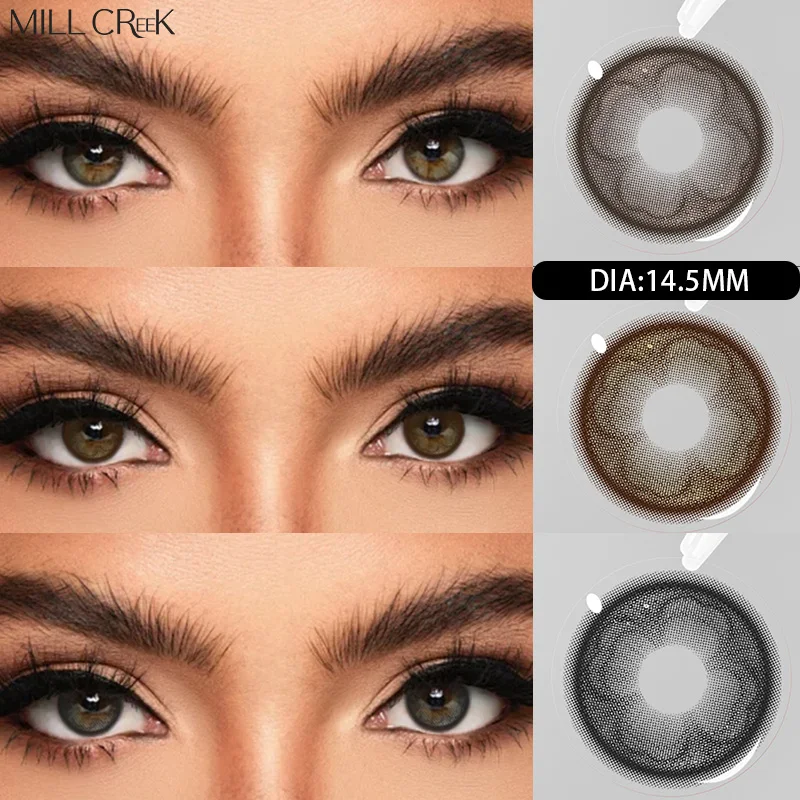 MILL CREEK 1 Paar Big Eyes New Colorld Kontaktlinsen für Augen Super natürliche braune Augen Grau Schöne schwarze Schüler 14,5-mm-Linsen
