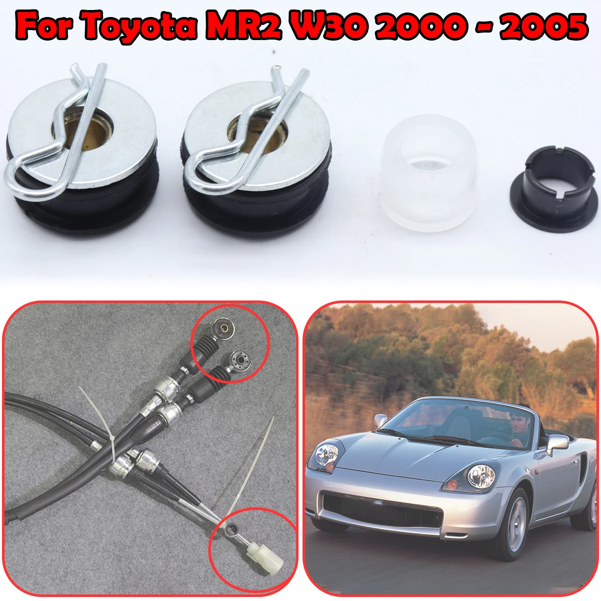 Upgrade Gearbox Shift Cable Linkage Bushing For Toyota MR2 W30 2000 2001 - 2005 Shifter Lever Selector Rod Bushing 33820-2B540