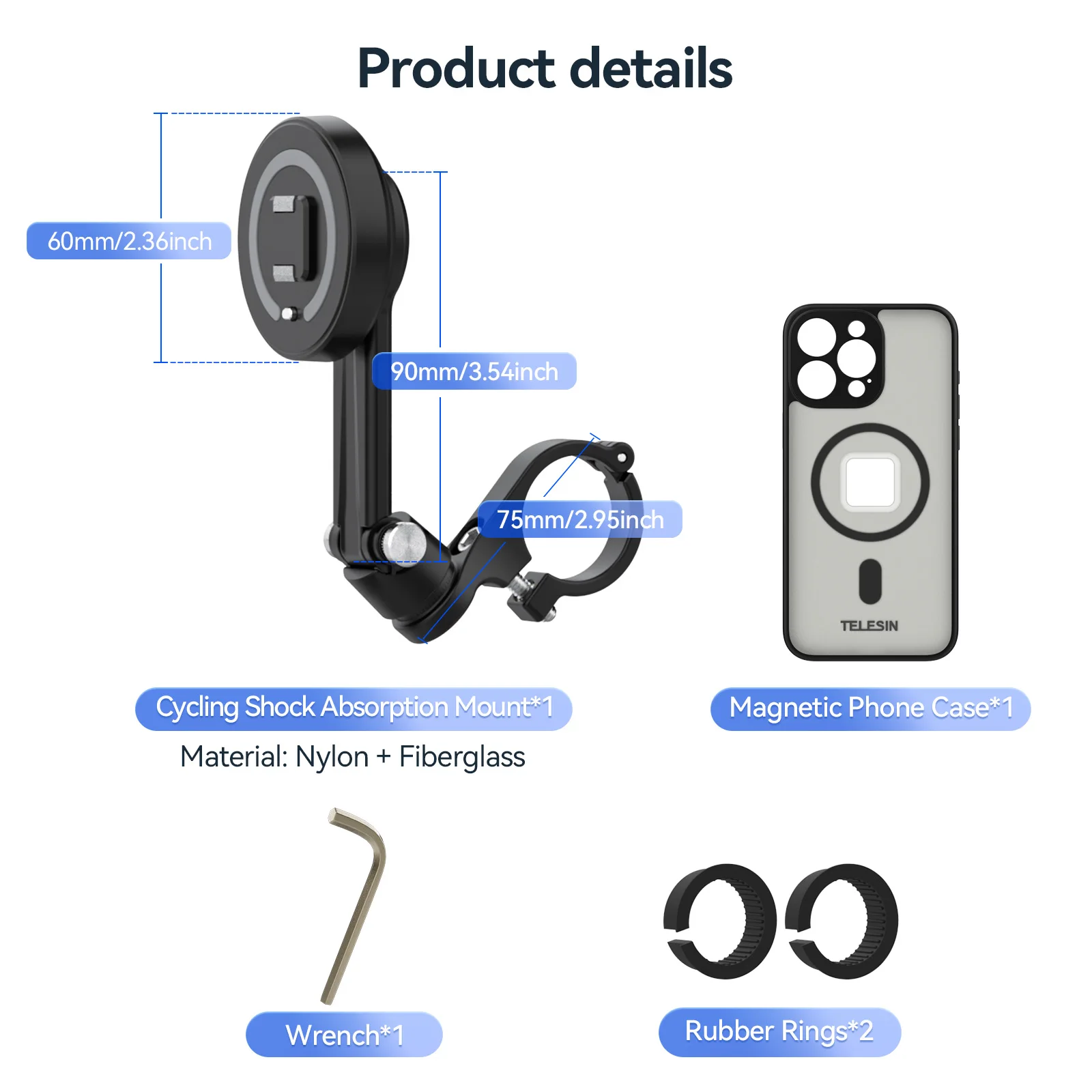 Telesin Fiets Motorfiets Fiets Telefoon Houder Stand Mount 360 ° Rotatie Schokabsorptie Geval Voor Iphone 15pro 15Promax