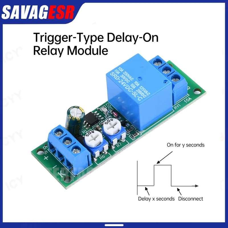 DC 5V 12V 24V Delay Open Delay Close Trigger Dual Delay Adjustable Relay Module Trigger Delay Relay Module (Delay On+Delay Off)