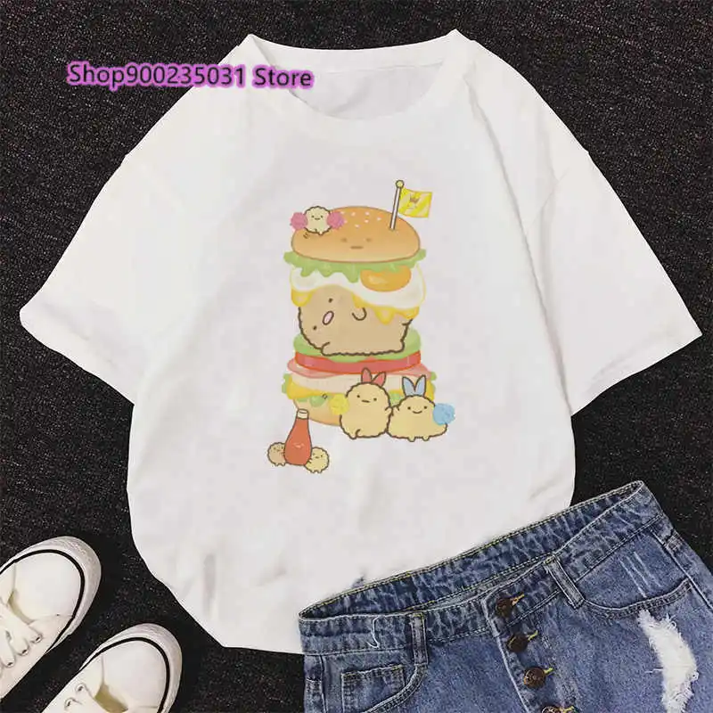 Cute Cartoon t-shirty letnie damskie Sumikko Gurashi t-shirty damskie z krótkim rękawem kobiece koszulki na co dzień Camiseta Mujer