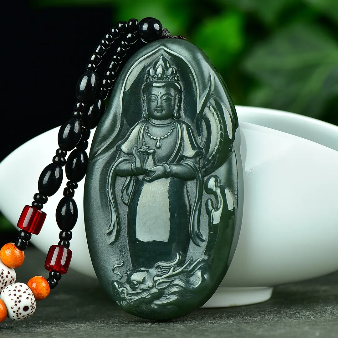 

Upscale Pure natural Exquisite Qingyu Guanyin Boutique Pendant Men's Pendant Rope Women's Pendant Necklace Talisman Safety