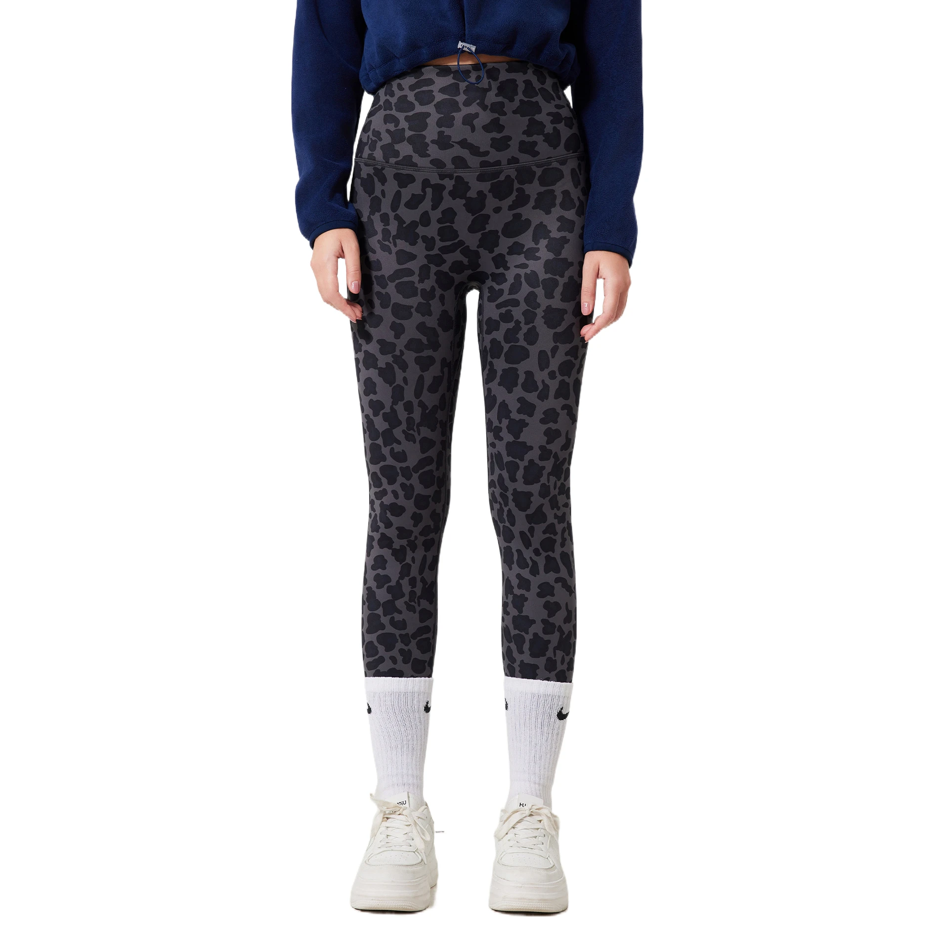 

Mermaid Curve Leopard fleece-lined Naked Yoga Pants Warm High Waist Hip-lifting Fitness Pants Outer Wear Running Pants