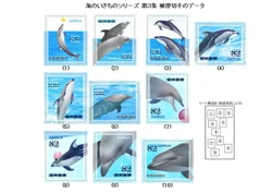 10 PCS, Japan Post Stamp, 2019, Sea Life, Dolphins, Used with Post Mark