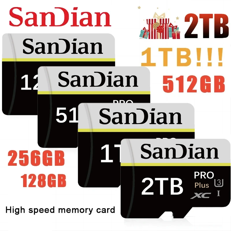 Tarjeta de memoria Mini SD Clase 10, 128GB, 512GB, A2, 256GB, Flash de alta velocidad, tarjeta TF de 1TB, para cámara de teléfono móvil