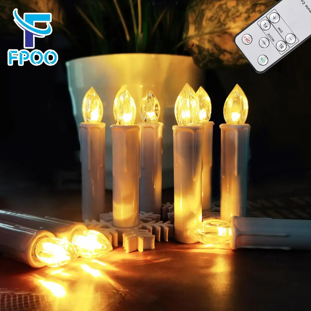 LED Flickering Flames Candles with Timer Remote, Christmas Tree Candle, Battery Operated, New Year Decoration, Home decor Candle