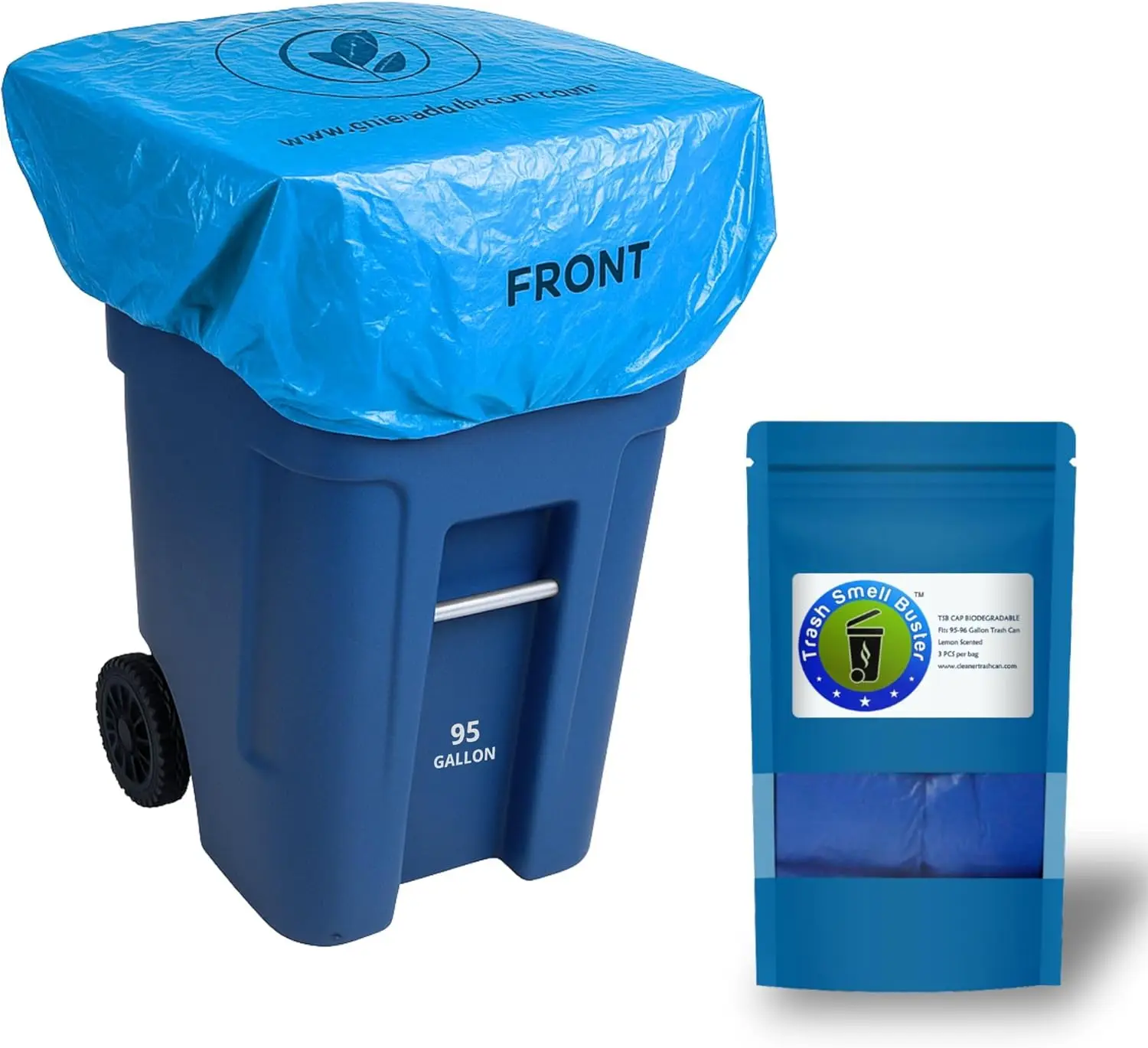 

Trash Can Smell Eliminator Cover Odor Eliminating Bag Lemon Scented Durable Chemical Free 95 Gallon 3 Pack