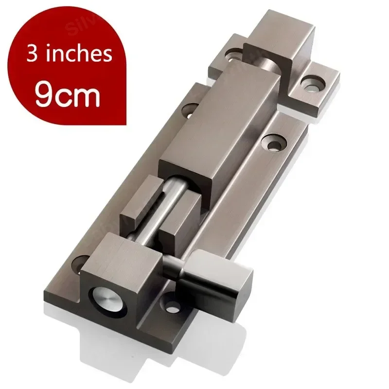 Sliding Lock Door Drawer Barrel Bolt Protective Door Latch, Silver Thick Aluminum Alloy Unlatching Door Lock with 2,3 Inches  XD