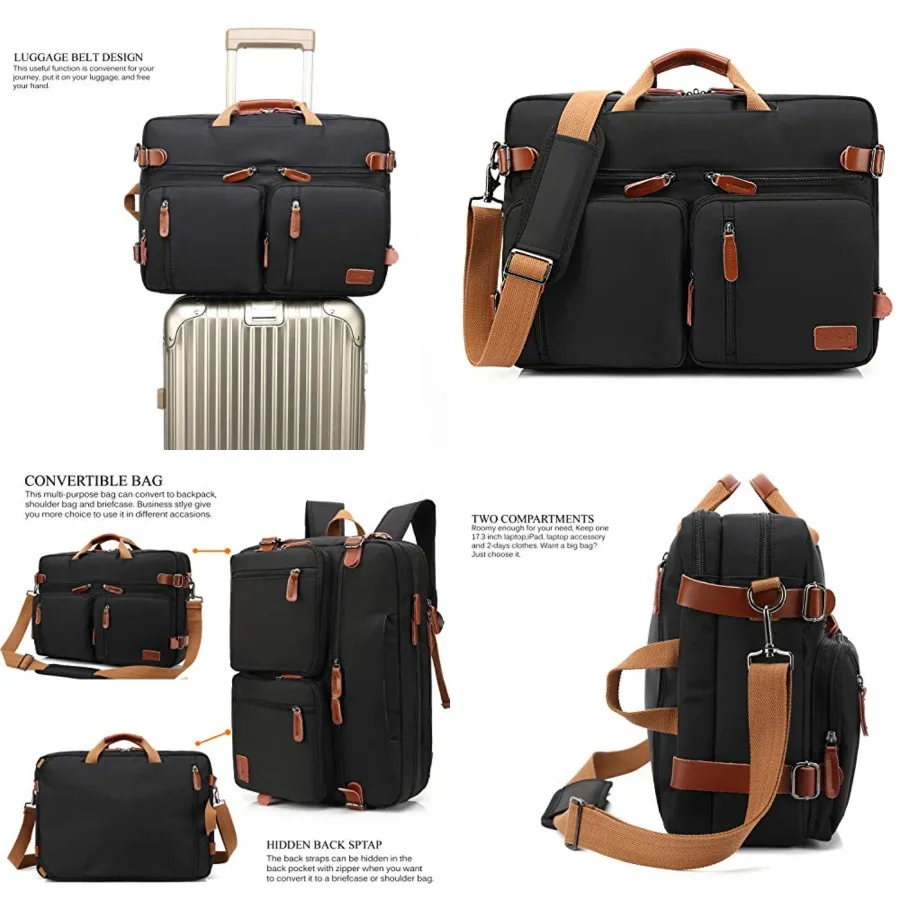 

Convertible Backpack Messenger Shoulder Bag Laptop Case Handbag Business Briefcase Multi-Functional Travel Rucksack Fits Laptop