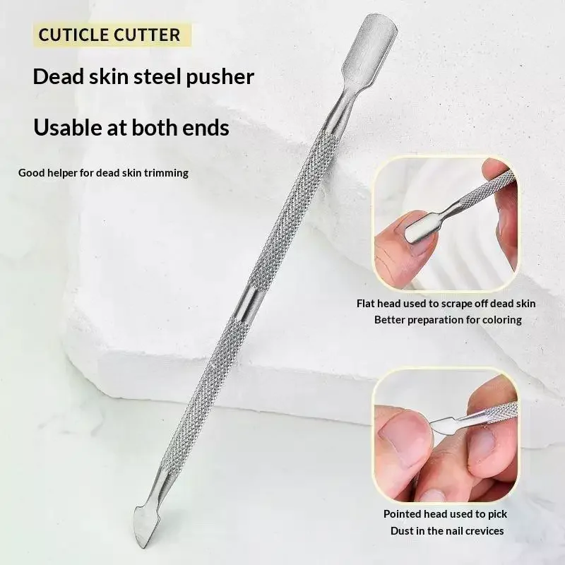Double Ended Cuticle Pusher Stainless Steel Pointed Spoon Tip Multi-use Nail Polish Removal Tool for Salon