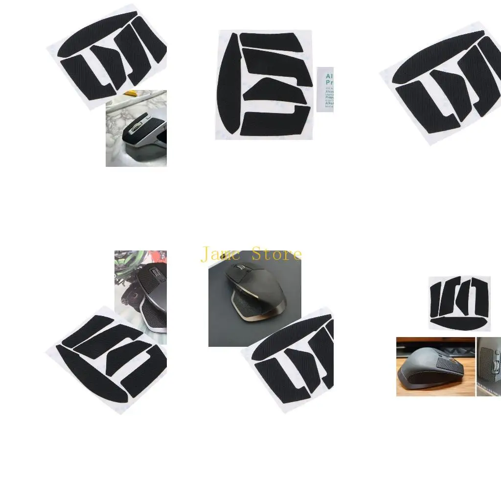 LX0B Mouse Sweat Resistant Pads Fully-Wrap Mouse Skates Side Stickers Black