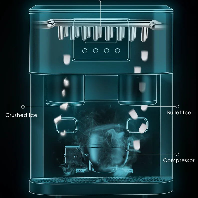 3 in 1 製氷機 カウンタートップ セルフクリーニング ウォーターディスペンサー クラッシュアイスマシン付き 33ポンド 家庭用 キッチン オフィス用