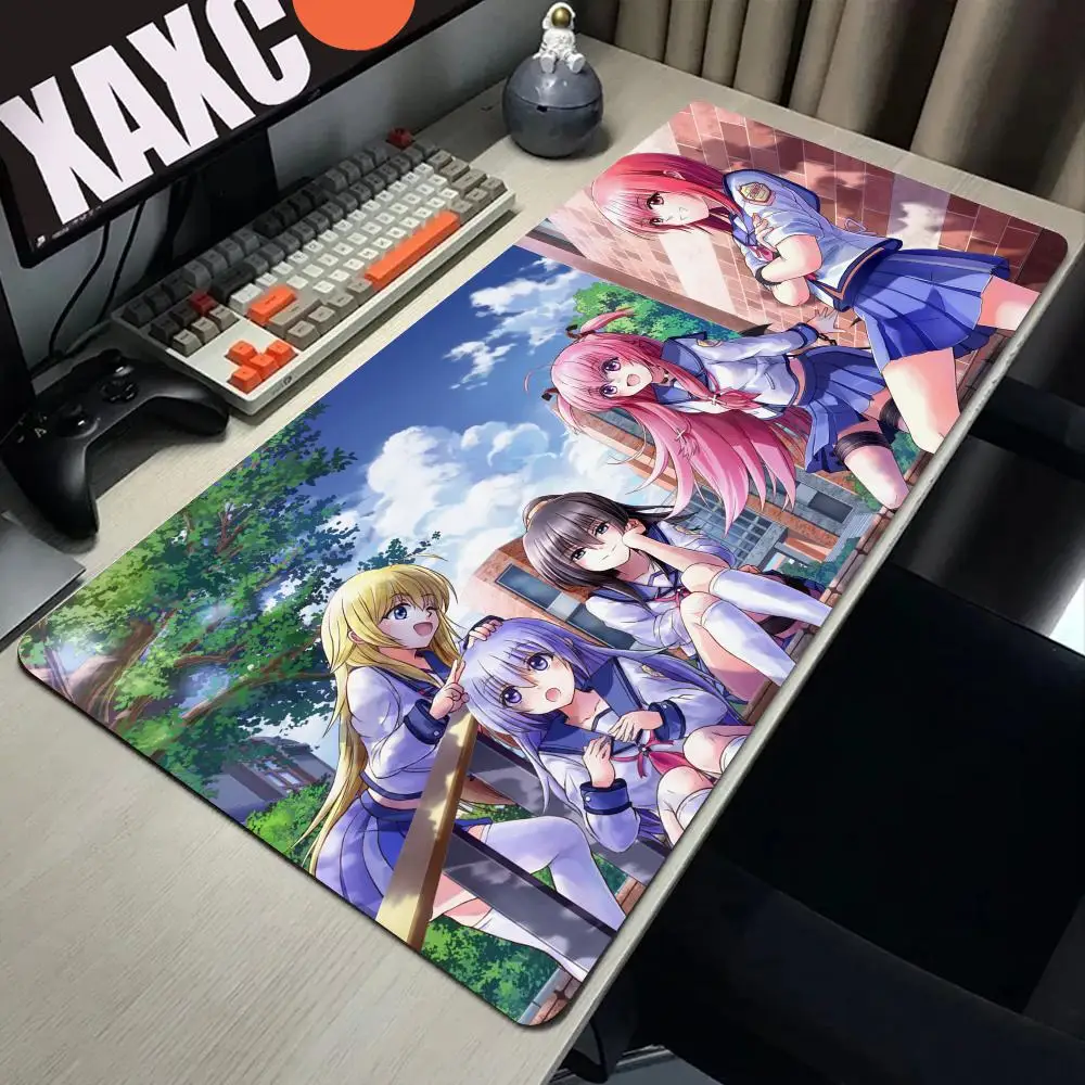 Angel Beats Mauspad Gamer Naturkautschuk-Mauspad 700x300x4mm Gummi-Schreibtischunterlage Kawaii Gaming-Zubehör PC-Spielmatten Übergroß