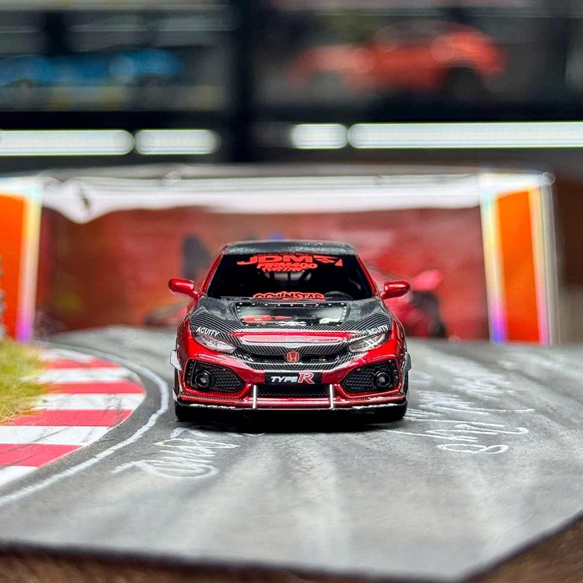 1:64 FK8 Type-R نموذج سيارة راتينج ثابت تنافسي، زخرفة قابلة للجمع، هدية مخصصة، لعبة مجسمة للسيارة