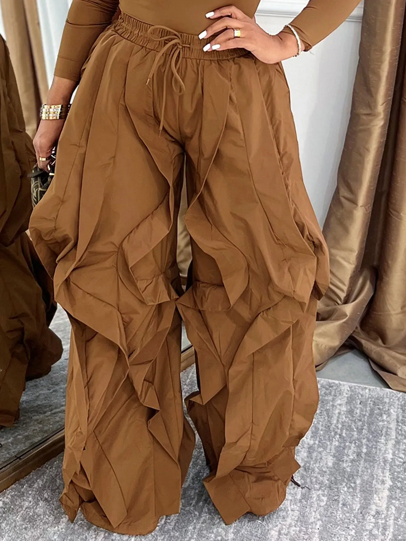 GLOURI Women's Trendy Wide Leg Pants