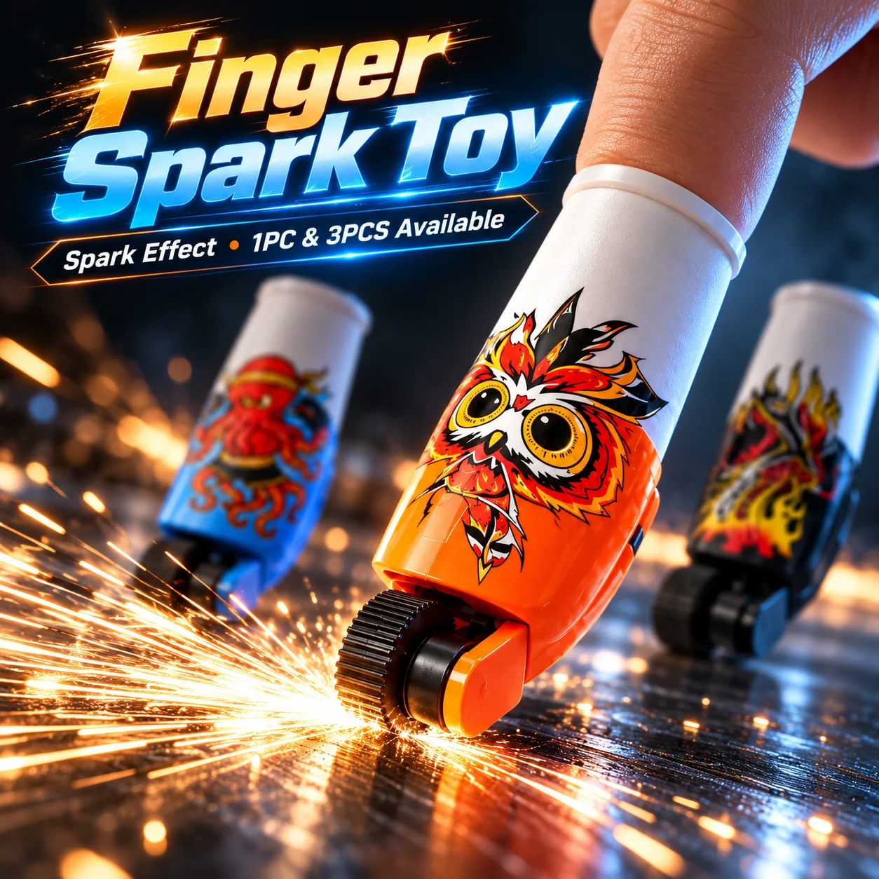 **1PC/3PCS Finger Spark Toy Fingertip Roller Firework Effect 3 Styles Portable Party Novelty Stress Relief Gift**