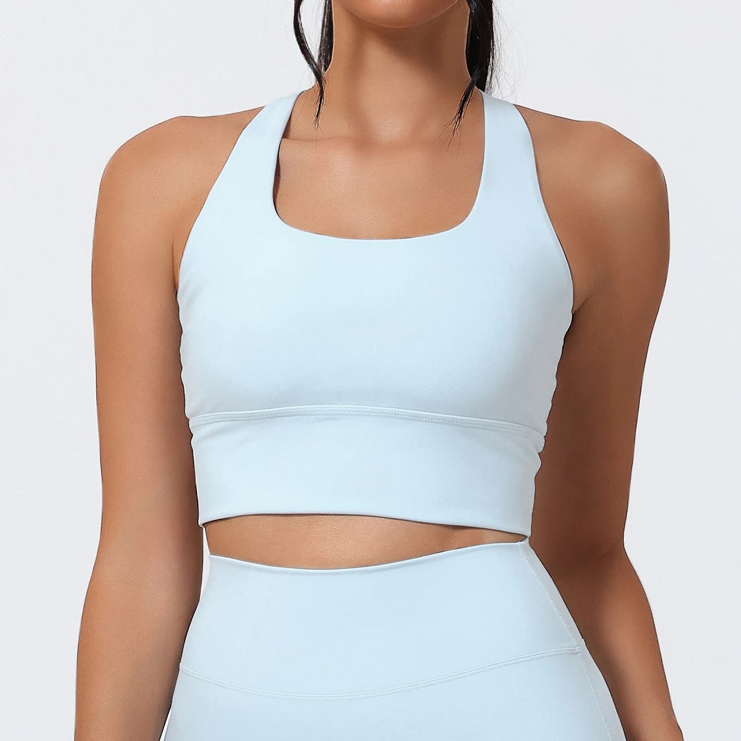 

Бюстгальтер для фитнеса с толстым бюстгальтером, экологический женский бюстгальтер с перекрещенной спиной, U-образный вырез, нижнее белье для фитнеса, дышащий топ для йоги с эффектом пуш-ап