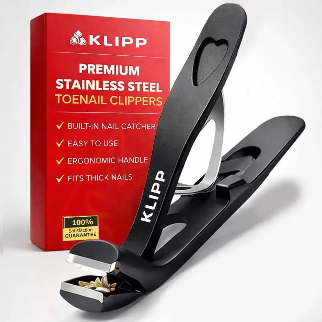 

Wide Jaw Toenail Clippers for Thick Nails, Curved Stainless Steel Blades, Angled Opening for Seniors