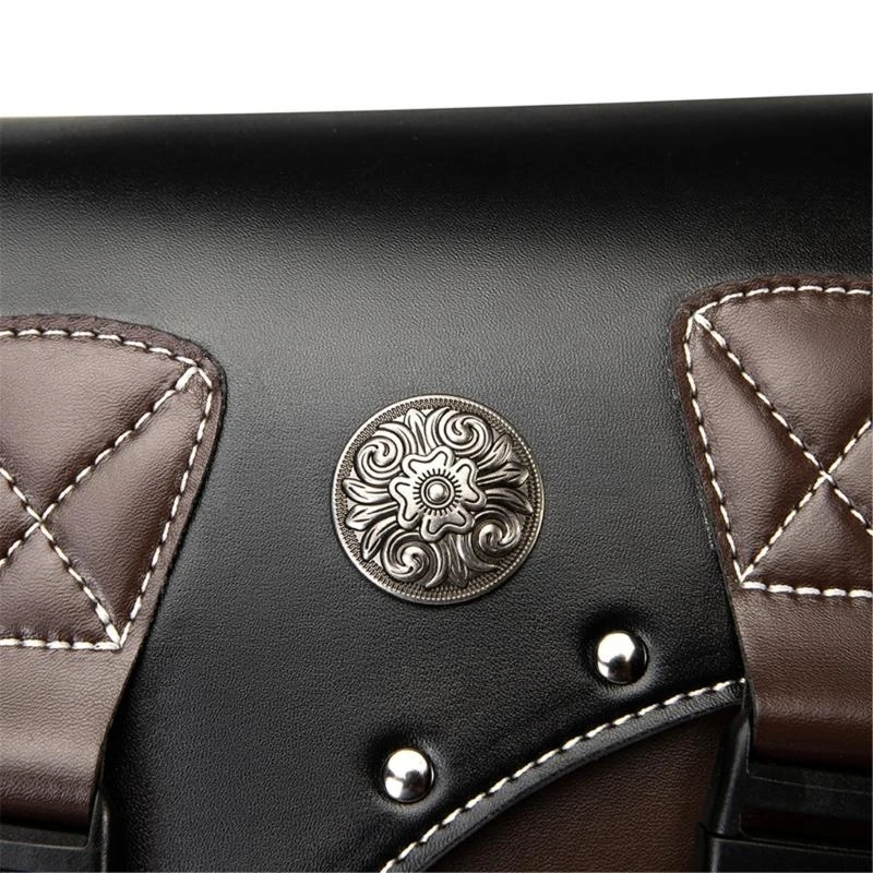 G7NA Klassische Motorrad-Satteltaschen mit verstellbaren Trägern, Konstruktionstasche aus PU-Leder zur sicheren Aufbewahrung des – Detail 1