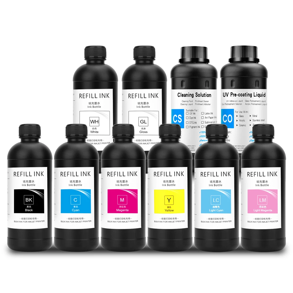 500ML LED UV Ink For Epson L800 L805 L1800 R290 R330 1390 1400 1410 1500W i3200 4720 i1600 5113 DX5 DX7 UV Printer UV Curing Ink