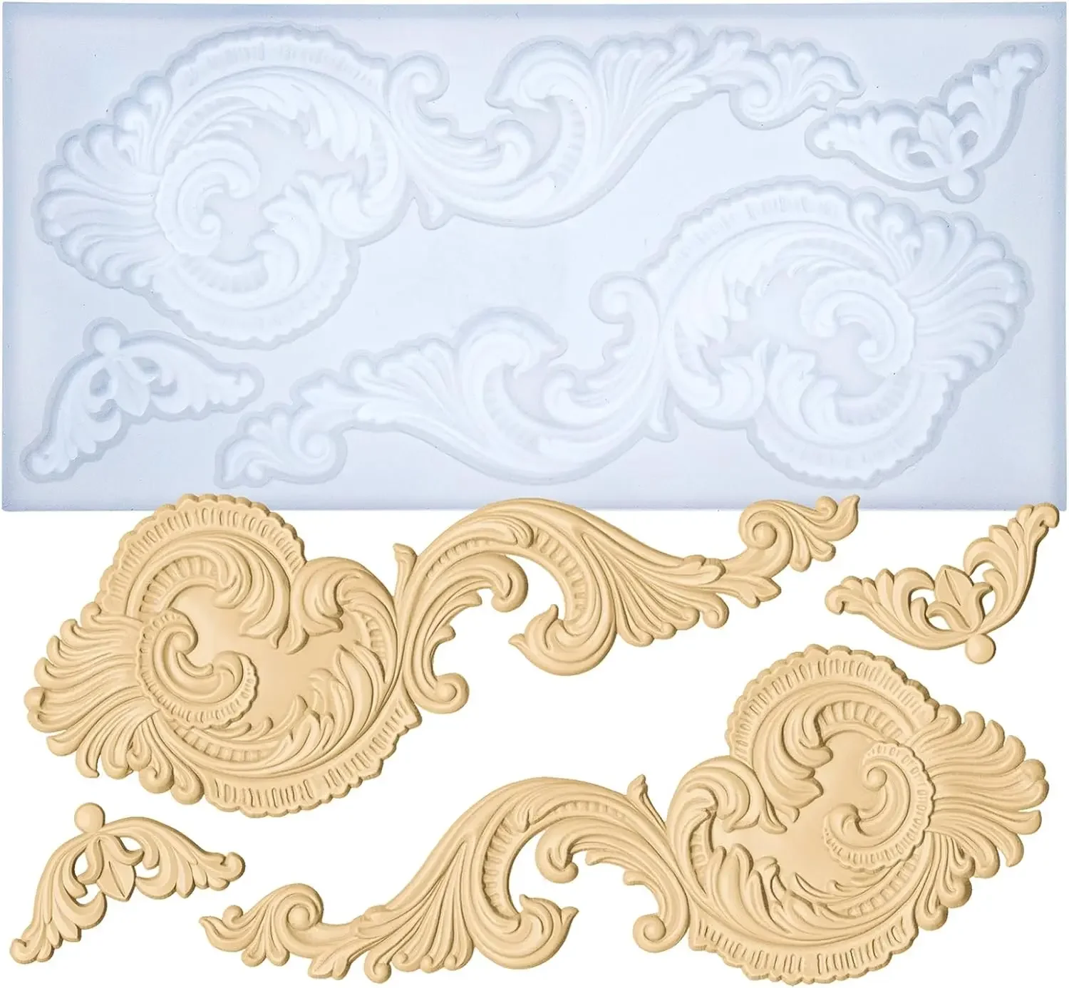 VERIDIAN Epoxy Resin Molds Baroque European Style Retro Embossed Mold Fondant Cake Decoration Plaster Silicone Mold Cake Tools