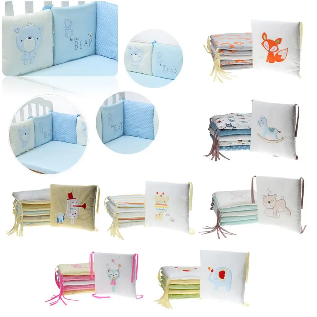 6pcs Baby Bed Bumper Skin-friendly Infant Crib Bed Accessories Protector Liner