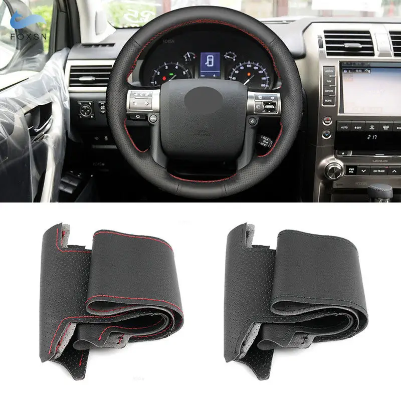 Perforated Leather Car Interior Steering Wheel Cover For Lexus GX450 GX460 GX400 2014 2015 2016 2017 -2019 with Needles Threads