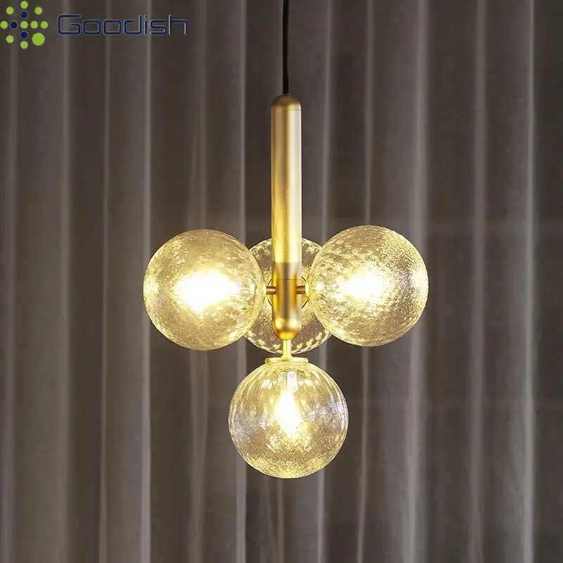 Minimalist Modern Lustre Lamps Suspension Glass Bubble Balls Metal LED Pendant Lights for Living Room Home Decoration Chandelier