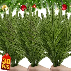 30/5PCS Christmas Artificial Pine Needles Branches Fake Plants Bouquet New Year Christmas Tree Home Decor DIY Wreath Gifts Box