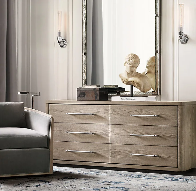 Furniture Solid wood chest cabinet French country retro bedroom wardrobe Simple entry porch cabinet Locker