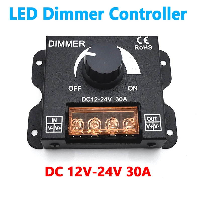 LED 조광기 스위치, DC 12V 24 V 전압 조정기, 12 24 V 볼트, 30A 360W, LED 스트립 램프용 조절식 컨트롤러