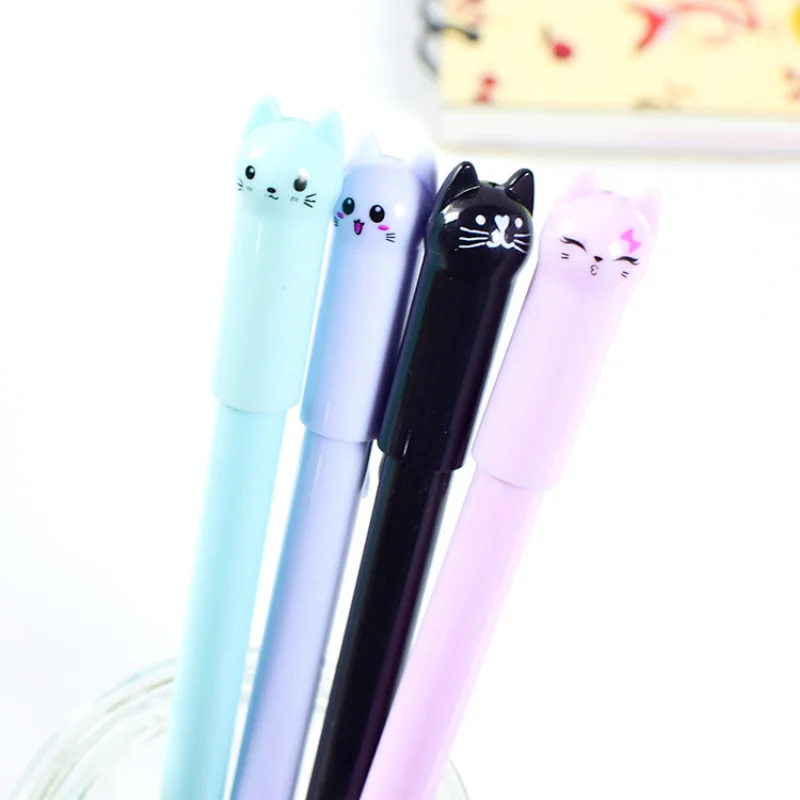 

120 Pcs Stationery Wholesale Creative Neutral Pen Cute Smile Face Cat Signature Pen Candy Color Pen Japanese and Korean