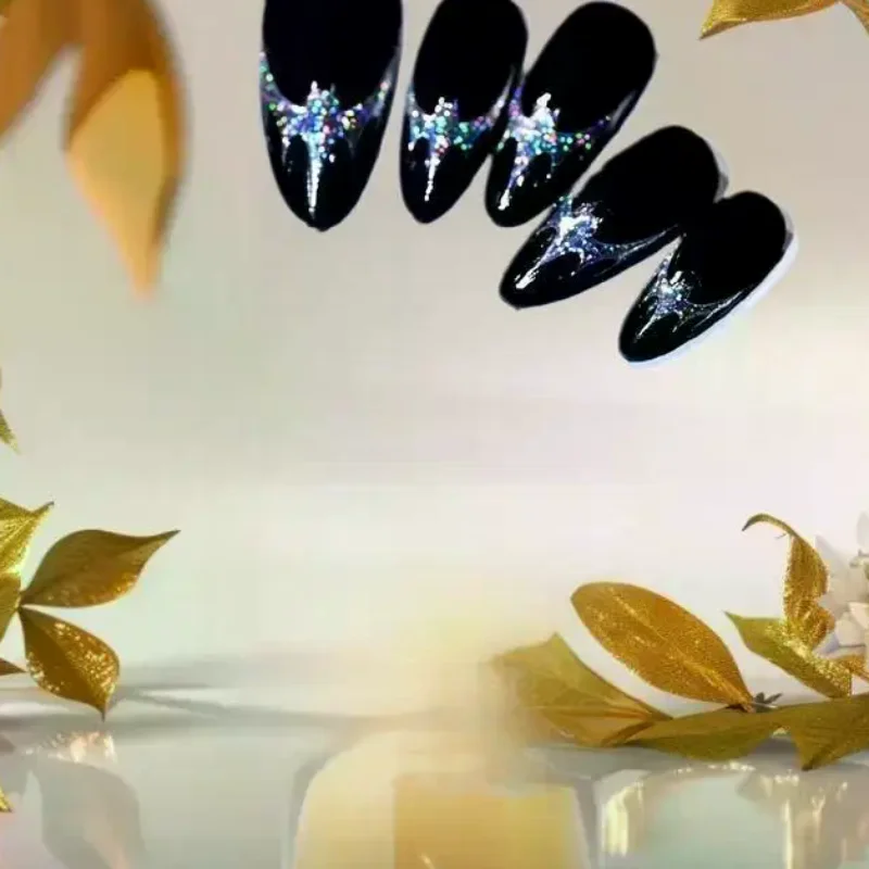 

Ослепительные лазерные наклейки в готическом стиле на Хэллоуин, темная летучая мышь, крест, клейкие наклейки для дизайна ногтей, наклейки для маникюра, блестящие красные, серебристо-черные подвески