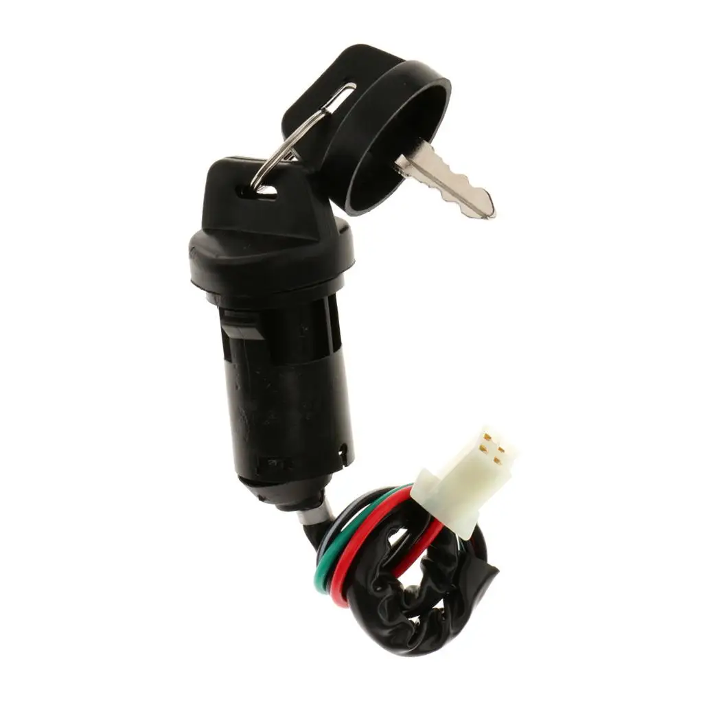 Motorcycle Engine Start Ignition Key Switch, Universal Waterproof Ignition 4 Wires for ATV Electric Scooter