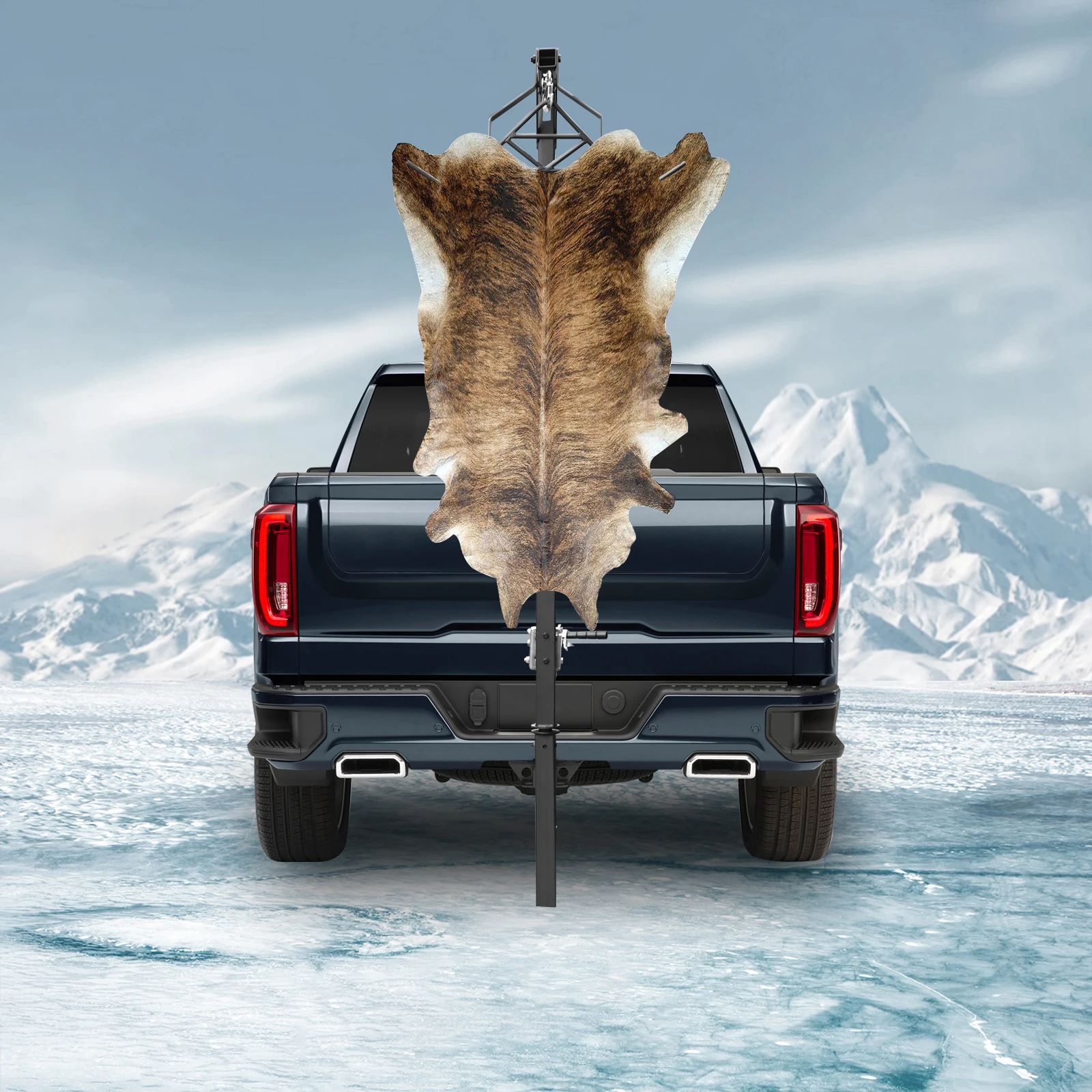 شاحنة Hitch Game Hoist & Gambrel - سعة 500 رطل، 360 درجة °   رافعة غزال دوارة، ارتفاع قابل للتعديل 74-102 بوصة - مجموعة الرافعة الكاملة