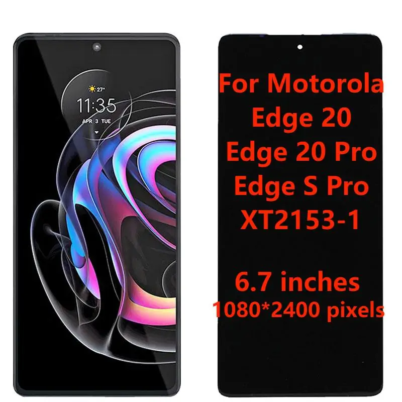 Original 6.7  AMOLED For Motorola Moto Edge 20 Pro XT2153-1 Edge 20 Edge S Pro LCD Display Touch Screen Digitizer