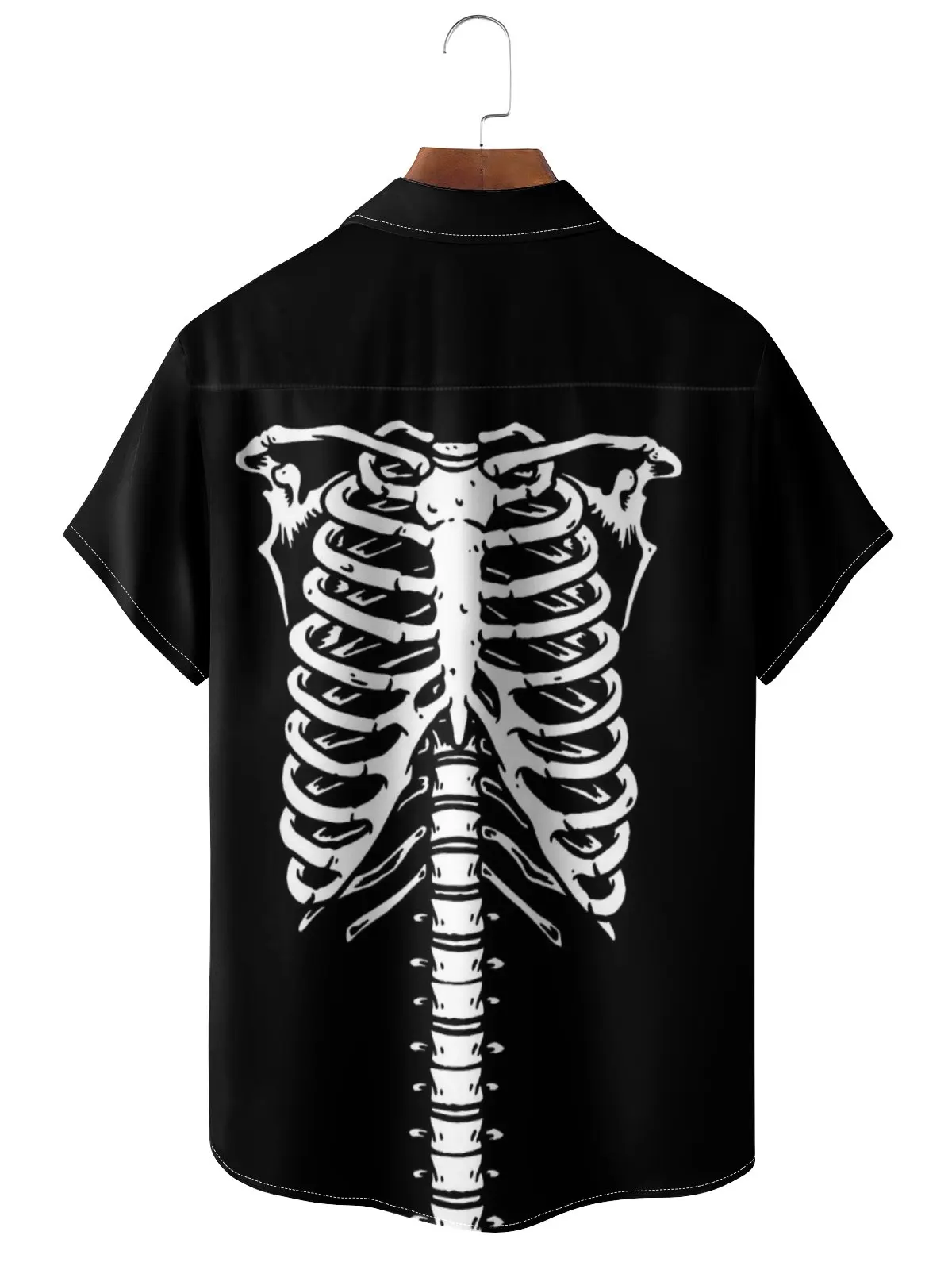 Men's Designer Hawaii Shirts Skeleton Horror Short Sleeve Collar Top Fashion Streetwear 3d Printed Casual Vintage Clothing